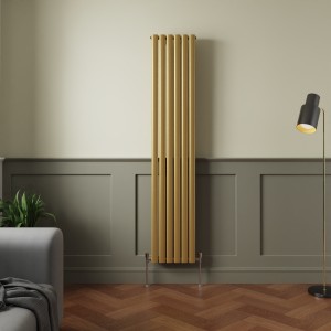 Norden 1800 x 355mm Metallic Gold Double Oval Column Vertical Designer Radiator
