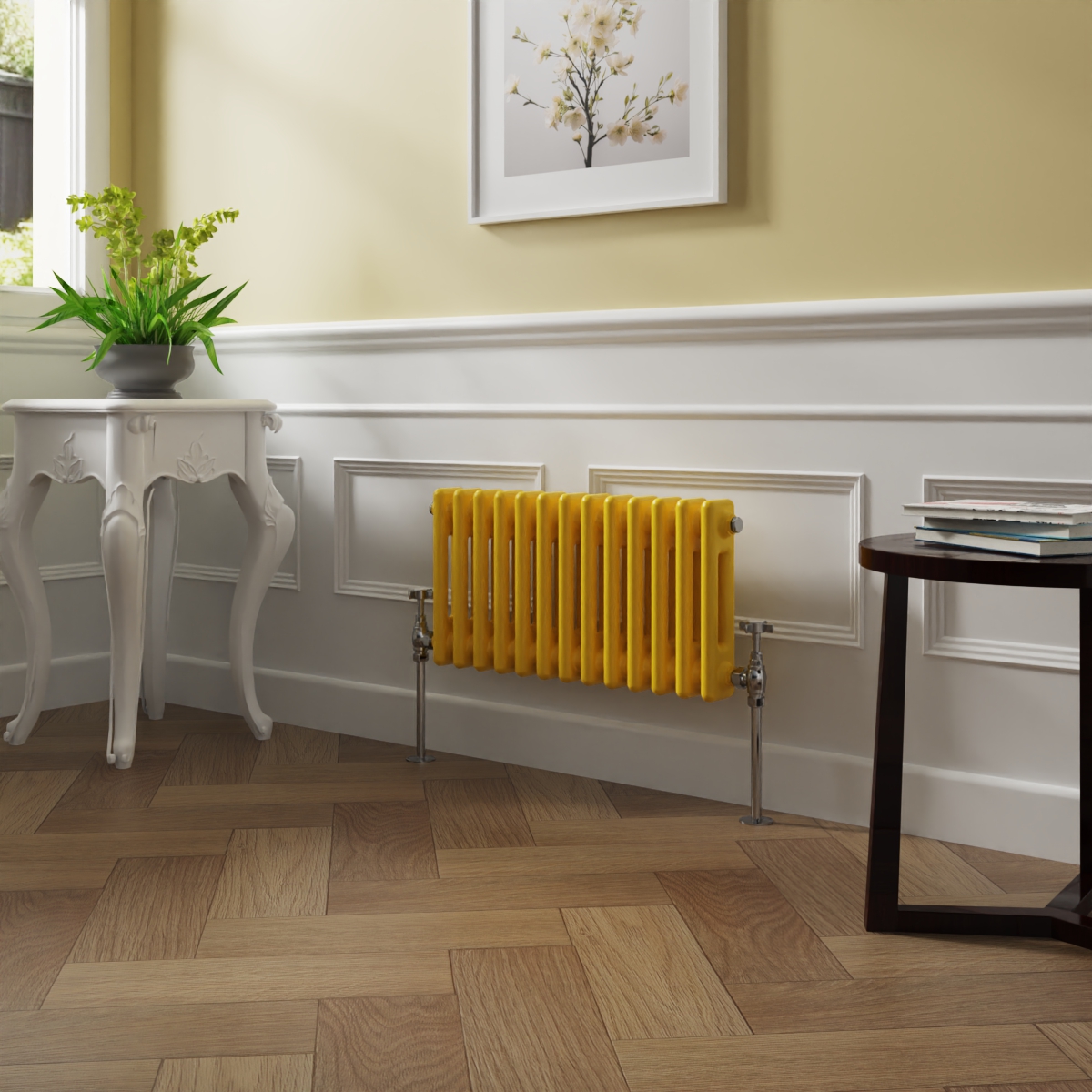 Bern 300 x 605mm Zinc Yellow Double Column Horizontal Traditional Radiator