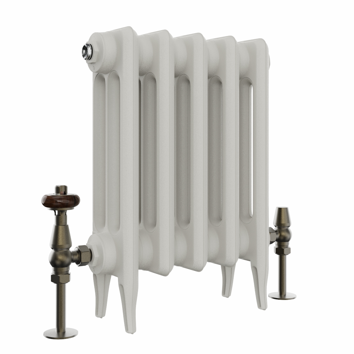Classic  450 x 344mm  Porcelain White Triple Column Cast Iron Radiator - 5 Sections