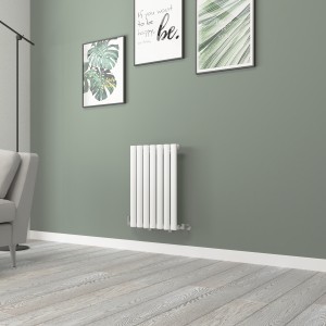 Norden 600 x 414mm White Single Horizontal Oval Tube Designer Radiator