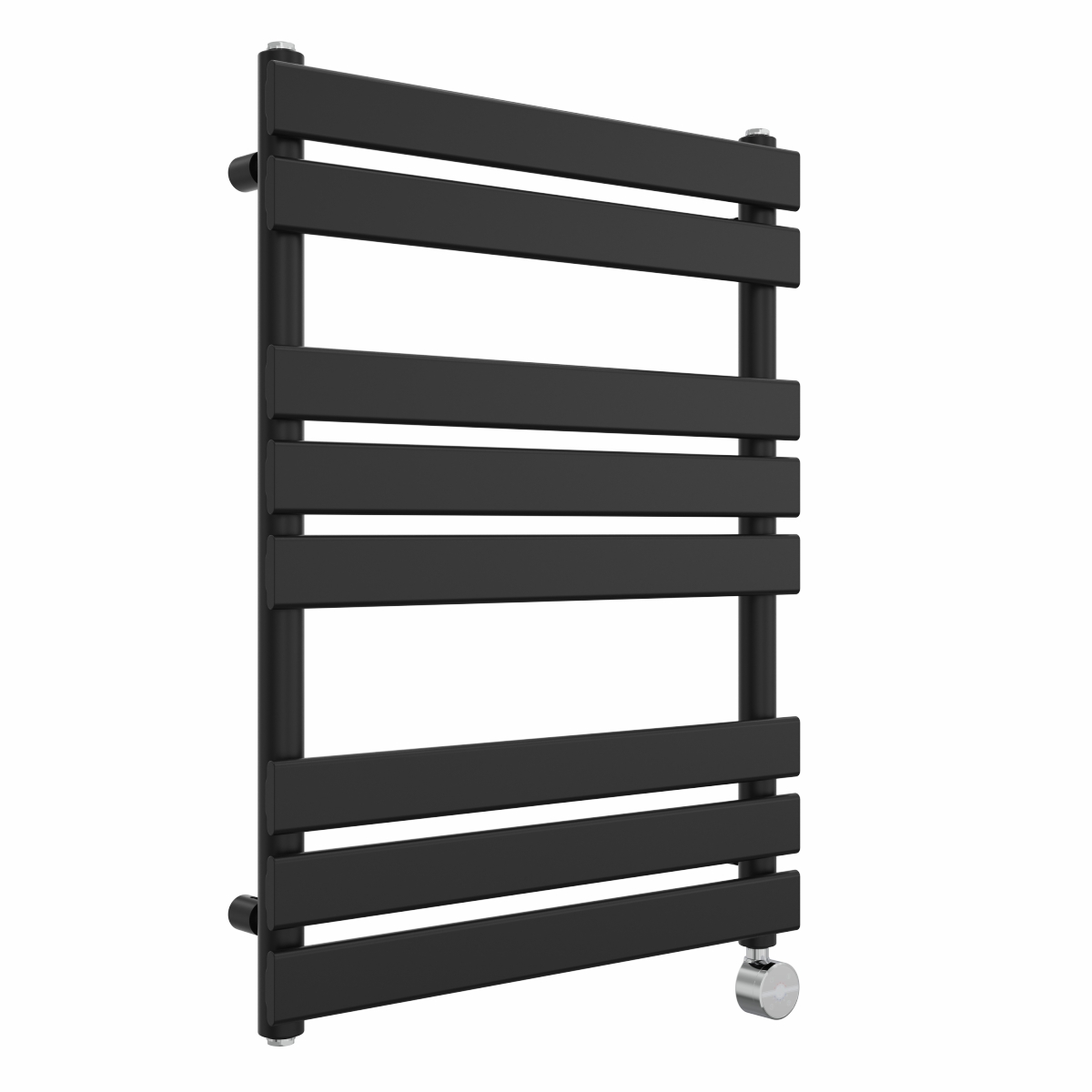 Juva 800 x 600mm Satin Black Flat Panel Thermostatic Touch Control Electric Heated Towel Rail