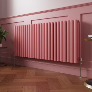 Norden 600 x 1417mm Rose Clair Pink Double Horizontal Oval Column Designer Radiator