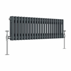 Bern 300 x 1010mm Anthracite Double Column Horizontal Traditional Radiator