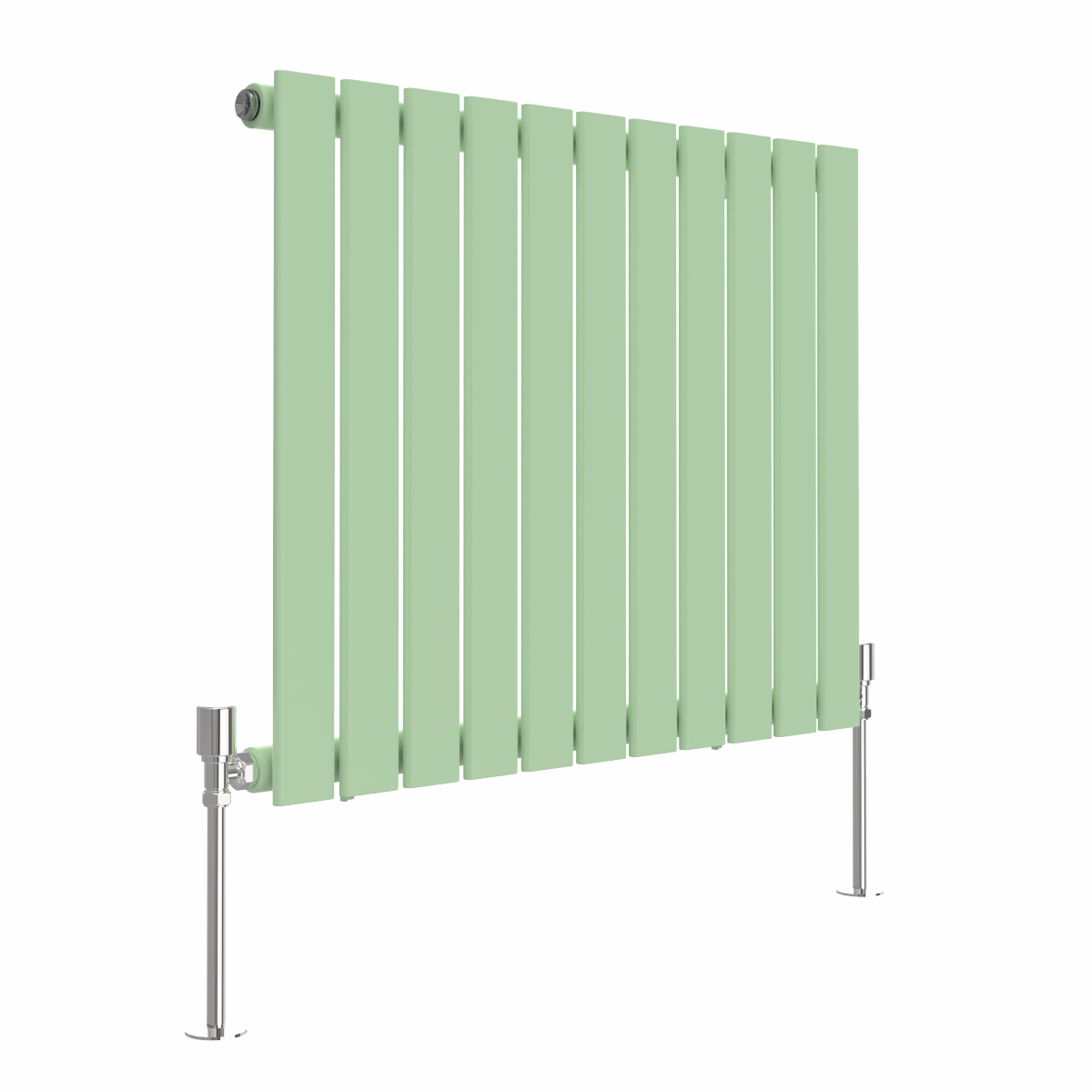 Karlstad 600 x 750mm Pastel Green Single Flat Panel Horizontal Designer Radiator