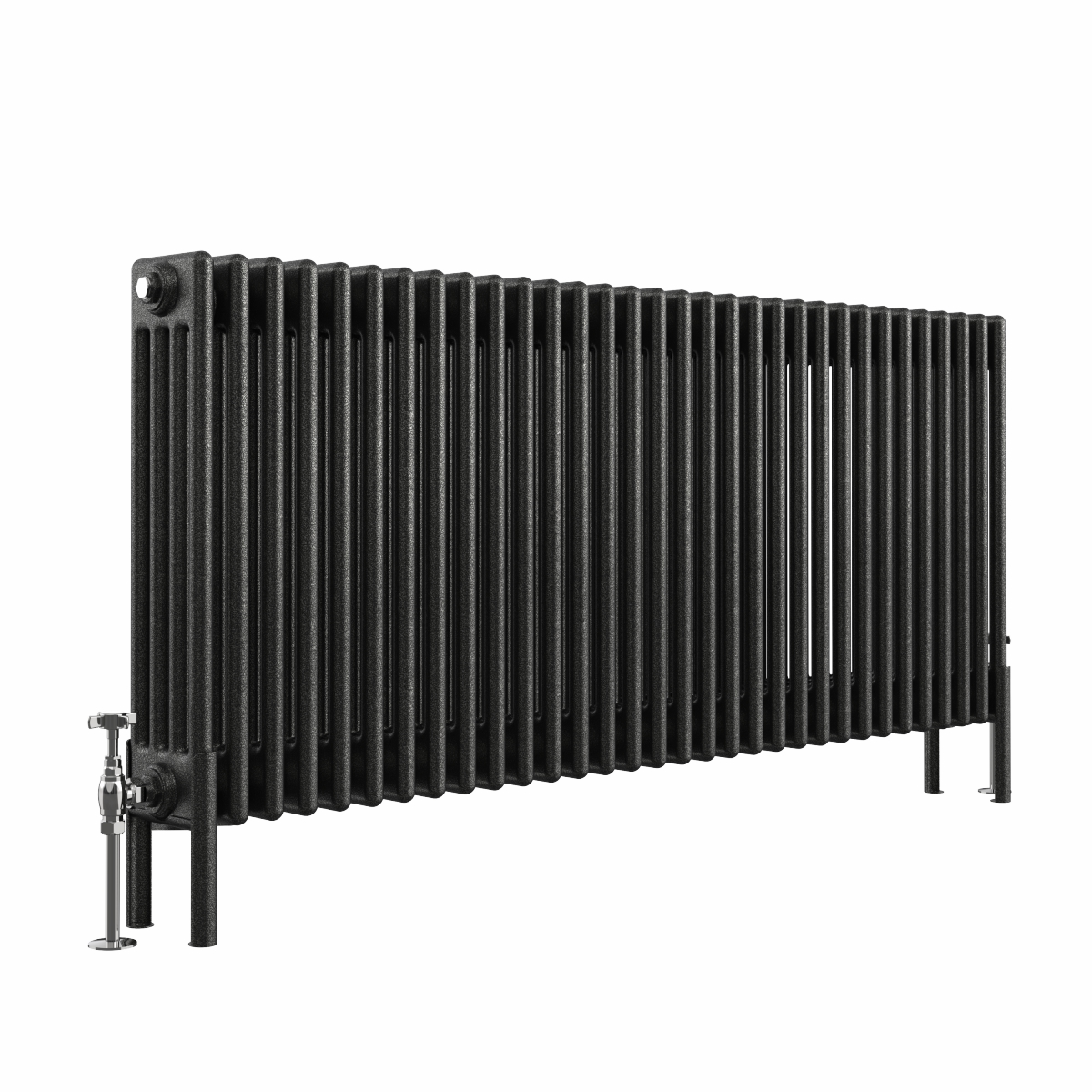 Bern 600 x 1460mm Black Silver Four Column Horizontal Traditional Radiator