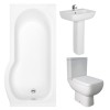 RAK Series 600 Modern Bathroom Suite with P-Shape Shower Bath - Right Hand - 1675mm