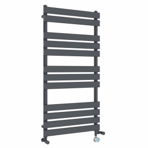 Juva 1200 x 600mm Dual Fuel Sand Grey Flat Panel Thermostatic Touch Control Wifi Electric Heated Towel Rail