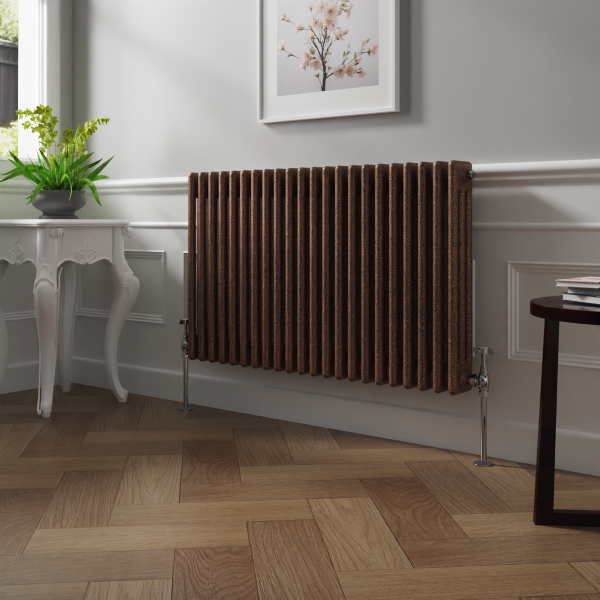 Bern 600 x 1010mm Black Copper Triple Column Horizontal Traditional Radiator