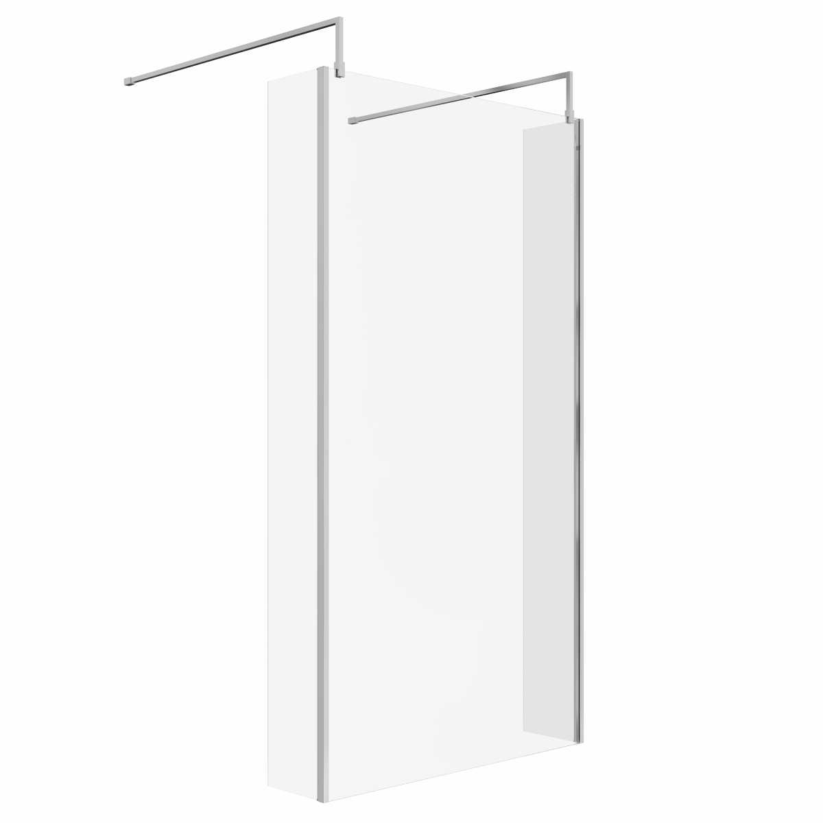 Wasdale 1100mm Chrome Walk Through Wet Room Screen with 215mm Hinged Return Screens & L- Shape Support Arms