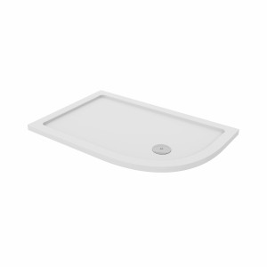 Essentials Anti-Slip 1200 x 800mm Right Hand Offset Quadrant Stone Shower Tray White