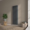 Voss 1800 x 545mm Anthracite Double Vertical Round Tube Designer Radiator