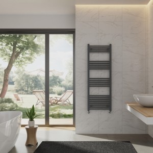 Bergen 1400 x 500mm Straight Anthracite Heated Towel Rail