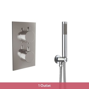 Thurso Chrome Twin Round Handle Concealed Valve - Choice of Hand Shower