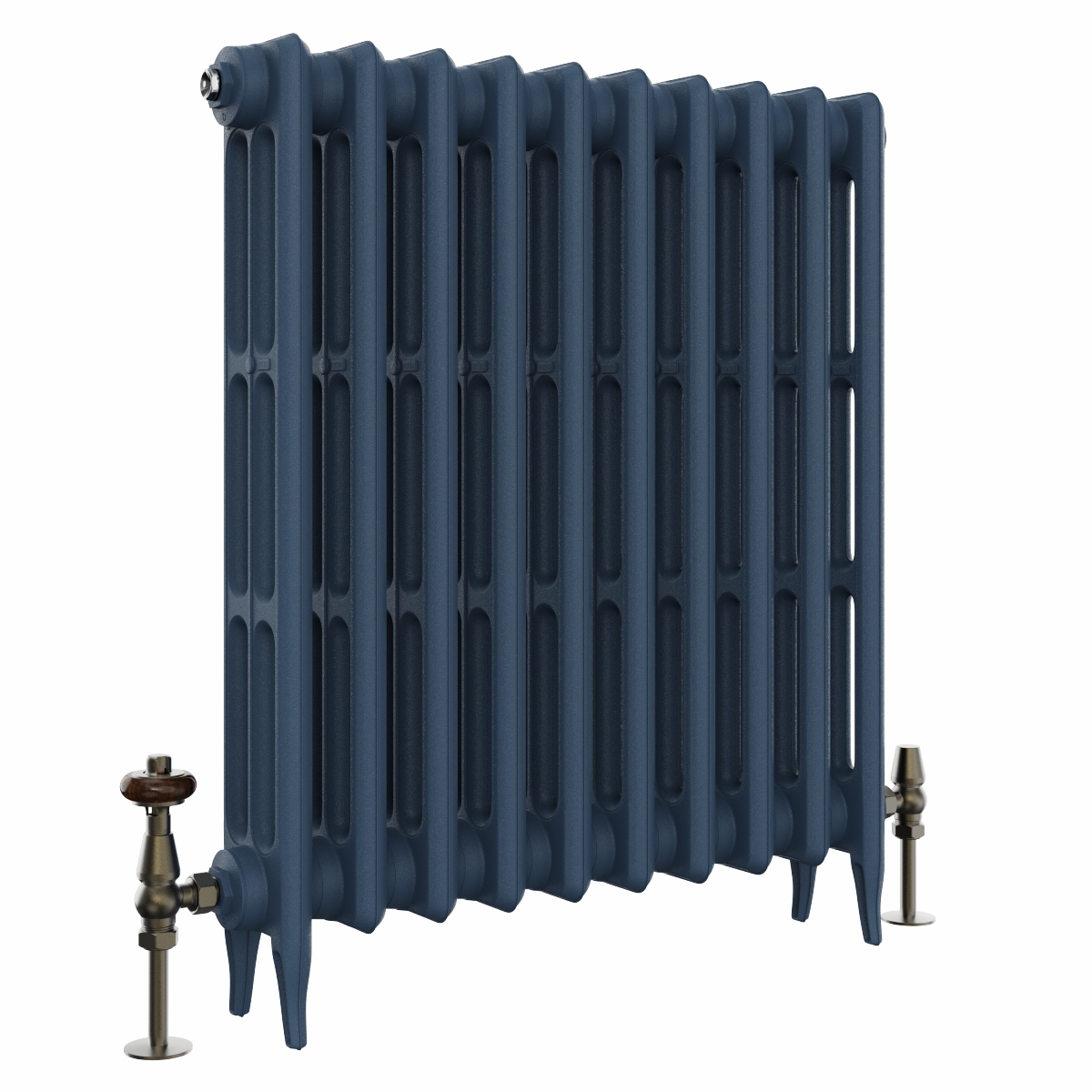 Classic  745 x 654mm  Farrow & Ball Hague Blue Triple Column Cast Iron Radiator - 10 Sections
