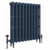 Classic  745 x 654mm  Farrow & Ball Hague Blue Triple Column Cast Iron Radiator - 10 Sections