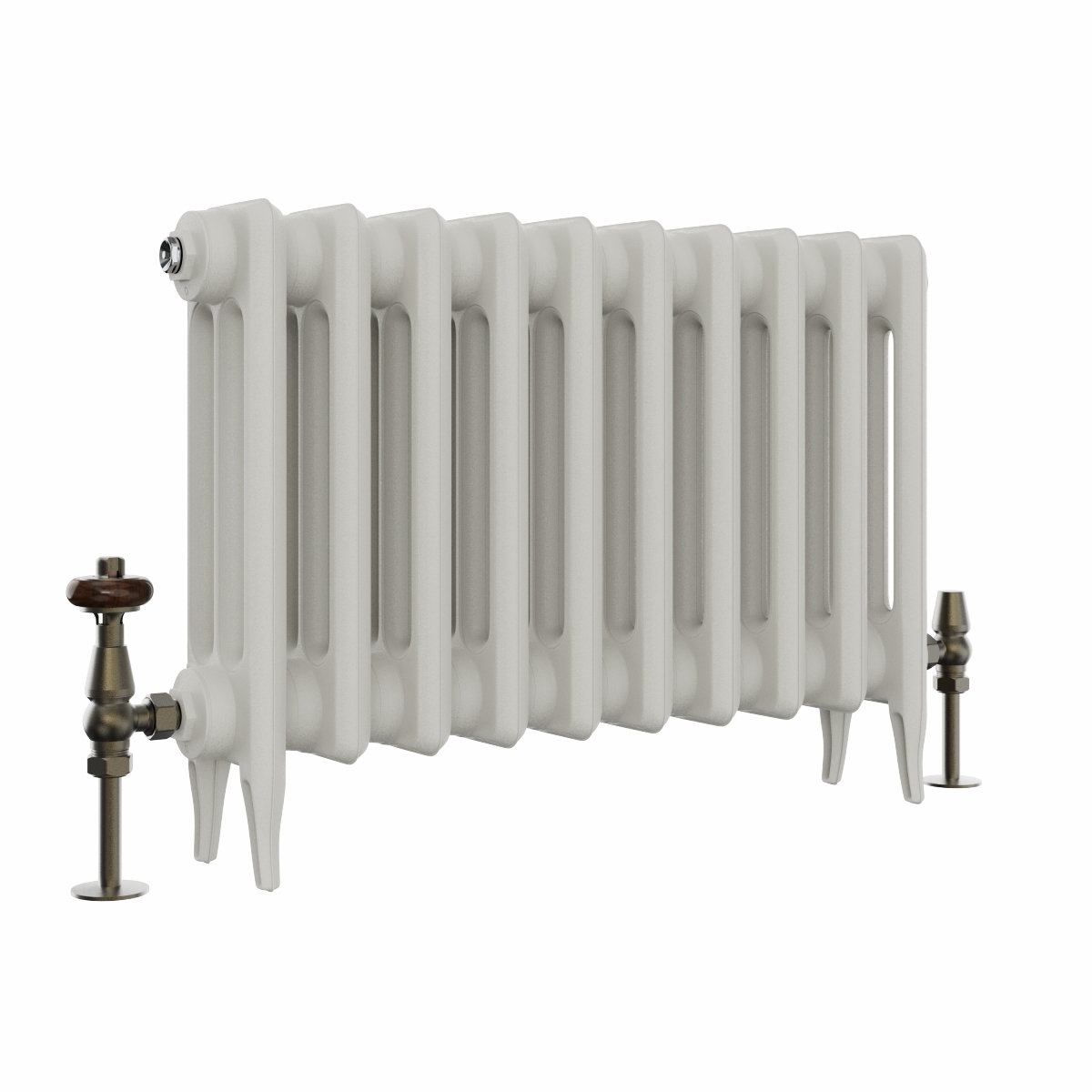 Classic  450 x 654mm  Porcelain White Triple Column Cast Iron Radiator - 10 Sections