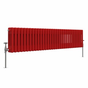 Bern 300 x 1460mm Traditional Signal Red Triple Horizontal Column Radiator