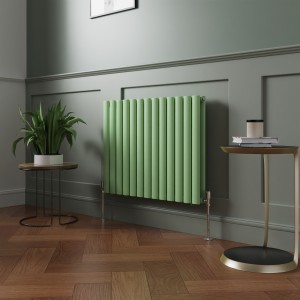 Norden 600 x 768mm Pastel Green Double Oval Column Horizontal Designer Radiator