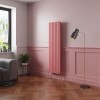 Norden 1600 x 473mm Rose Clair Pink Double Vertical Oval Column Designer Radiator
