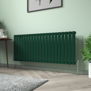 Karlstad 600 x 1430mm Moss Green Single Flat Panel Horizontal Designer Radiator