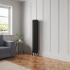 Bern 1500 x 290mm Black Four Column Vertical Traditional Radiator