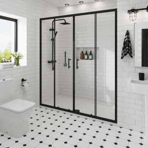 Ennerdale - 1600mm Double Sliding Shower Door - Black