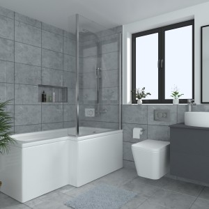 Borrowdale - 1400mm L Shape Bath Screen - Chrome