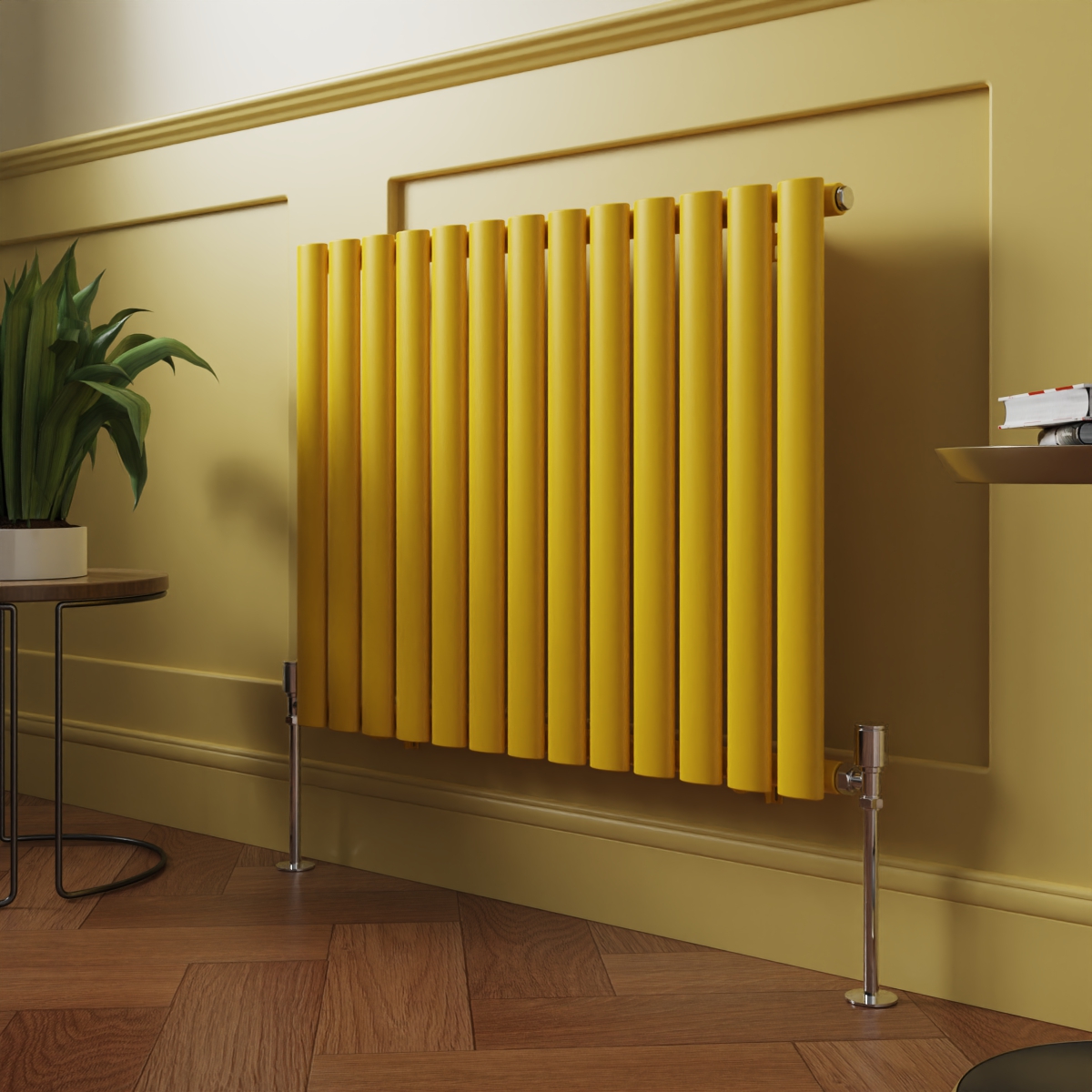 Norden 600 x 768mm Zinc Yellow Single Horizontal Oval Column Designer Radiator