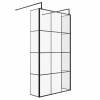 Wasdale 1100mm Black Grid Walk Through Wet Room Screen with 300mm Hinged Return Screen & L- Shape Support Arms 