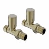 15mm Straight Designer Radiator Valve Pack - Brushed Brass