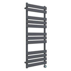 Juva 1200 x 500mm Sand Grey Flat Panel Thermostatic Touch Control Wifi Electric Heated Towel Rail