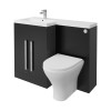 Calm Matt Black Left Hand Combination Vanity Unit Basin L Shape with Back to Wall Fresh Curved Toilet & Soft Close Seat & Concealed Cistern - 1100mm