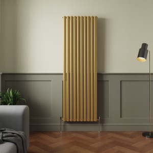 Norden 1800 x 591mm Metallic Gold Double Oval Column Vertical Designer Radiator