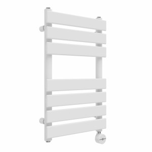 Juva 650 x 400mm White Flat Panel Thermostatic Touch Control Electric Heated Towel Rail