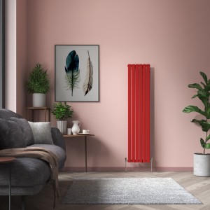 Karlstad 1800 x 410mm Signal Red Single Flat Panel Vertical Designer Radiator