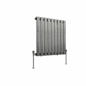 Karlstad 600 x 614mm Black Silver Single Horizontal Flat Panel Designer Radiator