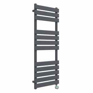 Juva 1200 x 450mm Sand Grey Flat Panel Thermostatic Touch Control Wifi Electric Heated Towel Rail