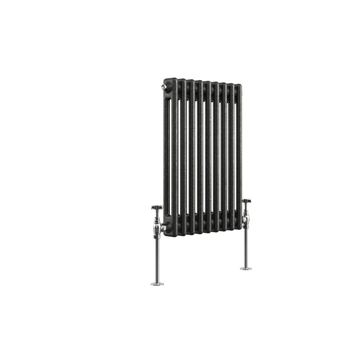 Bern 600 x 425mm Black Silver Double Column Horizontal Traditional Radiator