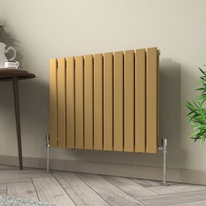 Karlstad 600 x 750mm Metallic Gold Double Flat Panel Horizontal Designer Radiator
