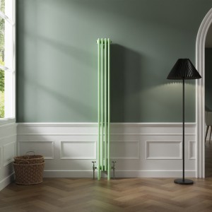 Bern 1800 x 200mm Traditional Pastel Green Vertical Four Column Radiator