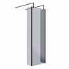 Wasdale 700mm Black Smoked Walk Through Wet Room Screen with 215mm Hinged Return Screen & L- Shape Support Arms 