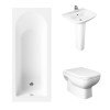 Essentials 1600 x 700mm Straight Bath Single Ended Bathroom Suite with Wall Hung Toilet