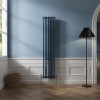 Bern 1800 x 380mm Sapphire Blue Double Column Vertical Traditional Radiator