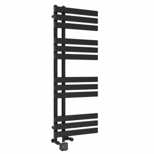 Koli 1200 x 450mm Dual Fuel Black Thermostatic Touch Control Wifi Electric Heated Towel Rail