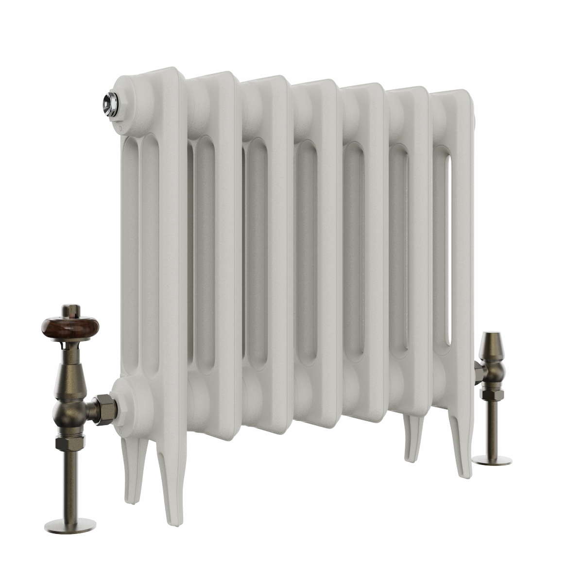 Classic  450 x 468mm  Porcelain White Triple Column Cast Iron Radiator - 7 Sections