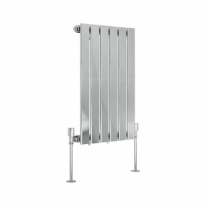 Karlstad 600 x 410mm Chrome Single Horizontal Flat Panel Designer Radiator