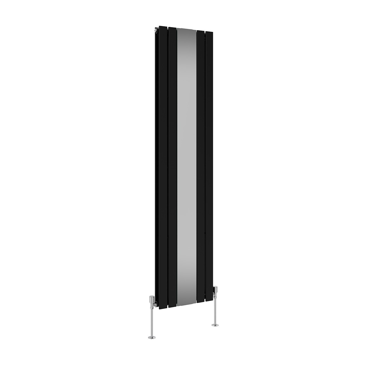 Karlstad 1800 x 417mm Black Mirror Double Vertical Flat Panel Designer Radiator