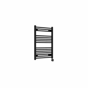 Bergen 800 x 600mm Straight Black Thermostatic Touch Control Electric Heated Towel Rail
