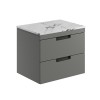 Rydal 600mm Wall Hung Vanity with Worktop & Black Handles - Matt Grey
