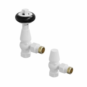 Traditional Thermostatic Angled Radiator Valves - White